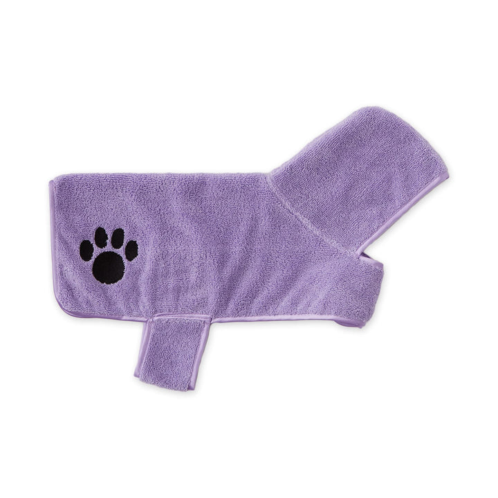 Bone Dry Pet Robe Collection, Embroidered Absorbent Microfiber Bath Robe with Adjustable Closure, for Dogs & Cats, Small, Lavender