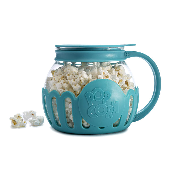 Ecolution Patented Micro-Pop Microwave Popcorn Popper with Temperature Safe Glass, 3-in-1 Lid Measures Kernels and Melts Butter, Made Without BPA, Dishwasher Safe, 1.5-Quart, Teal 1.5-Quart Snack Size