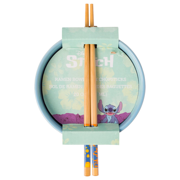 Silver Buffalo Lilo and Stitch Angel Holding Hands Couple Floating Lantern Ceramic Ramen Noodle Rice Bowl with Chopsticks, Microwave Safe, 20 Ounces Lilo and Stitch Floating Lantern Cartoon