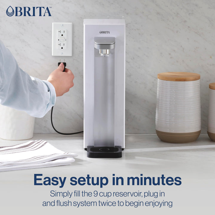 Brita Hub Compact Countertop Water Filter System, 9 Cup Water Reservoir, Includes 6 Month Carbon Block Filter, White, 87344 Compact Water Filter System