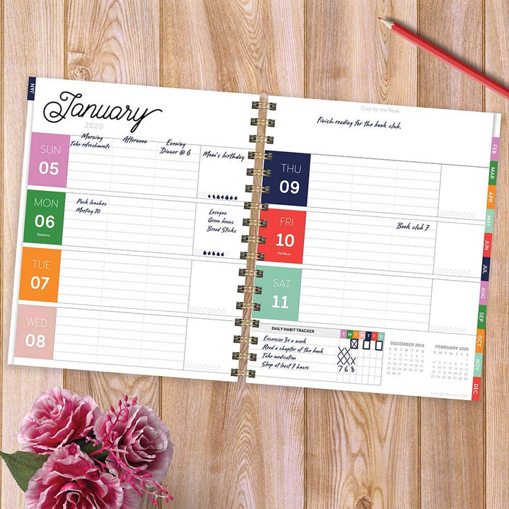 2020 Posey Petals Floral Best Life Daily Weekly Monthly Luxe Hard Planner