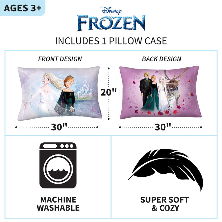 Disney Frozen 2 Kids Bedding Super Soft Microfiber Reversible Pillowcase, 20 in x 30 in, "Official" Disney Product By Franco,DESIGN (PRINTS MAY VARY!) Disney Frozen 2