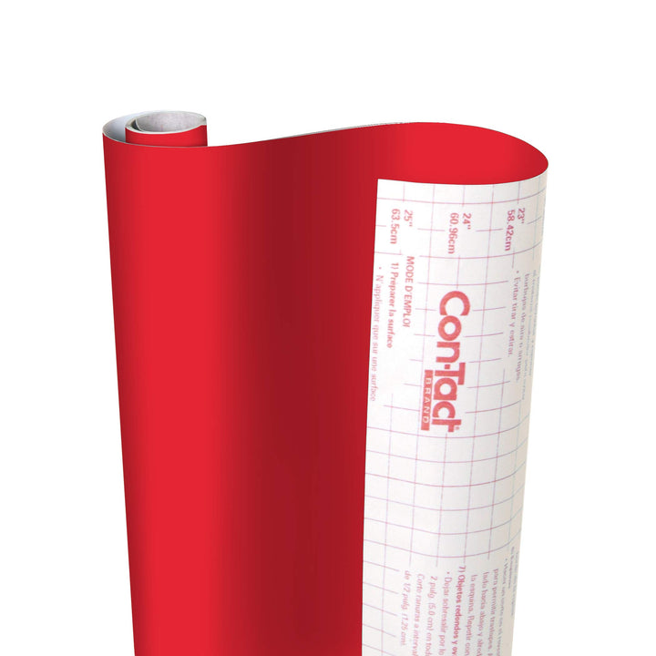 Con-Tact Brand Creative Covering, Self-Adhesive Shelf Liner, Multi-Purpose Vinyl Roll, Easy to Use and Apply, 18'' x 16', Fire Engine Red 18" x 16'