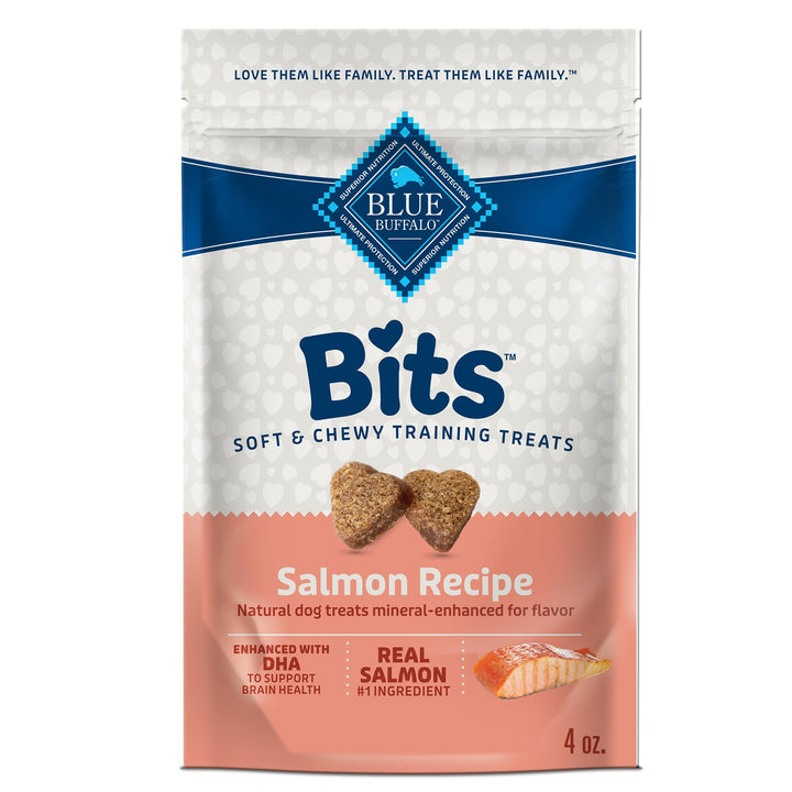 Blue Buffalo Bits Soft Dog Treats for Training, Made with Natural Ingredients & Enhanced with DHA, Savory Salmon Recipe, 4-oz. Bag 4 Ounce (Pack of 1)