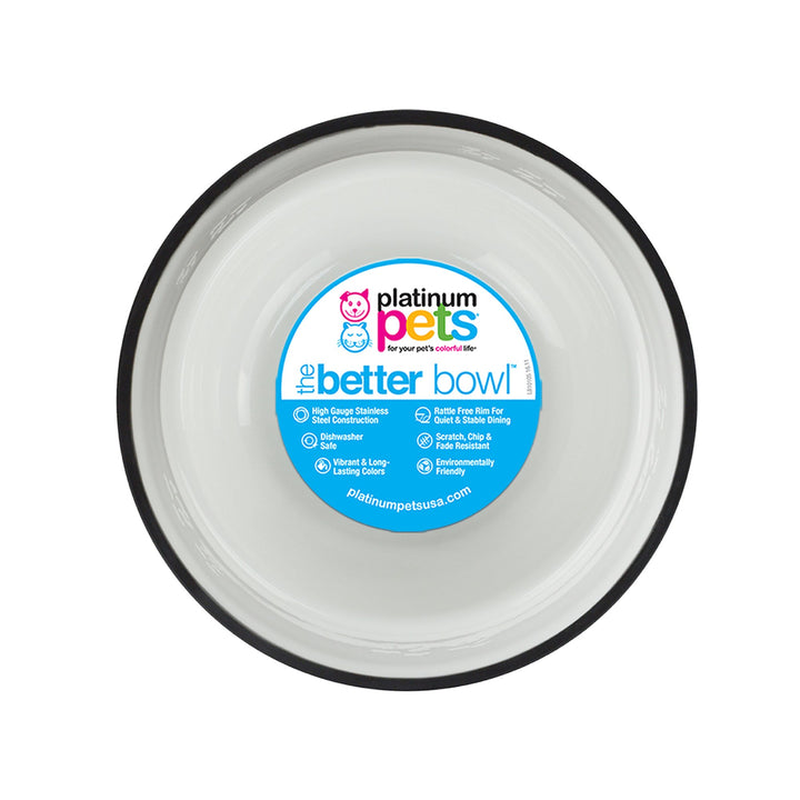 Platinum Pets Non-tip Stainless Steel Dog Bowl, 80 oz, White X-Large Pearl White