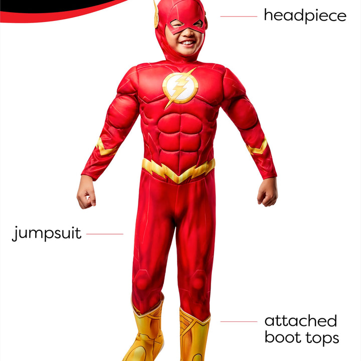 Rubies Boy's The Flash Boy's the Flash Deluxe Costume Jumpsuit and Headpiece Small As Shown