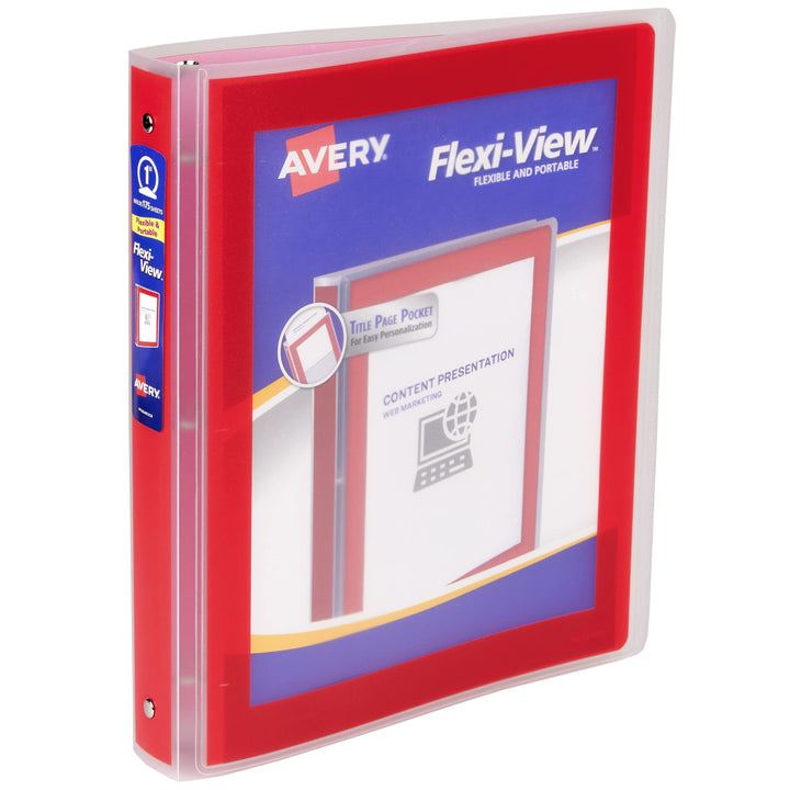 Avery Flexi-View 3 Ring Binder, 1 Inch Round Rings, 1 Red Binder (17606) 1" 1 Pack