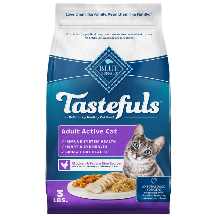 Blue Buffalo Tastefuls Natural Dry Food for Adult Cats 7+, Chicken & Brown Rice Recipe, 7-lb. Bag 7 Pound (Pack of 1)