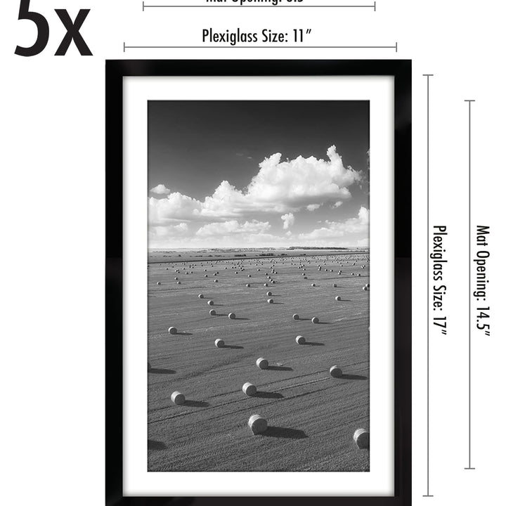 Americanflat 12x16 Picture Frame with Polished Plexiglass - Set of 5 - Use as 8.5x11 Frame with Mat or 12x16 Frame Without Mat - Galleria Collection - Gallery Wall Frame Set for Wall Display - White