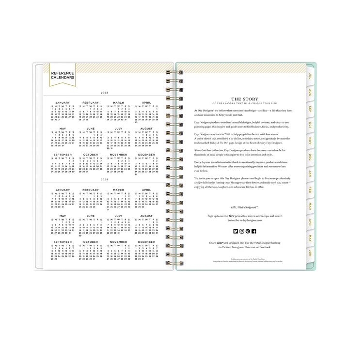 Blue Sky Day Designer for 2023-2024 Academic Year Weekly and Monthly Planner, 5' x 8', Frosted Cover, Wirebound, Secret Garden Mint (137900-A24) 5" x 8" Old Version