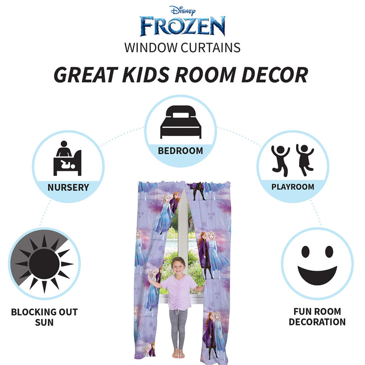 Disney Frozen 2 Kids Room Window Curtains Drapes Set, 82 in x 84 in, "Official" Disney Product By Franco Disney Frozen 2