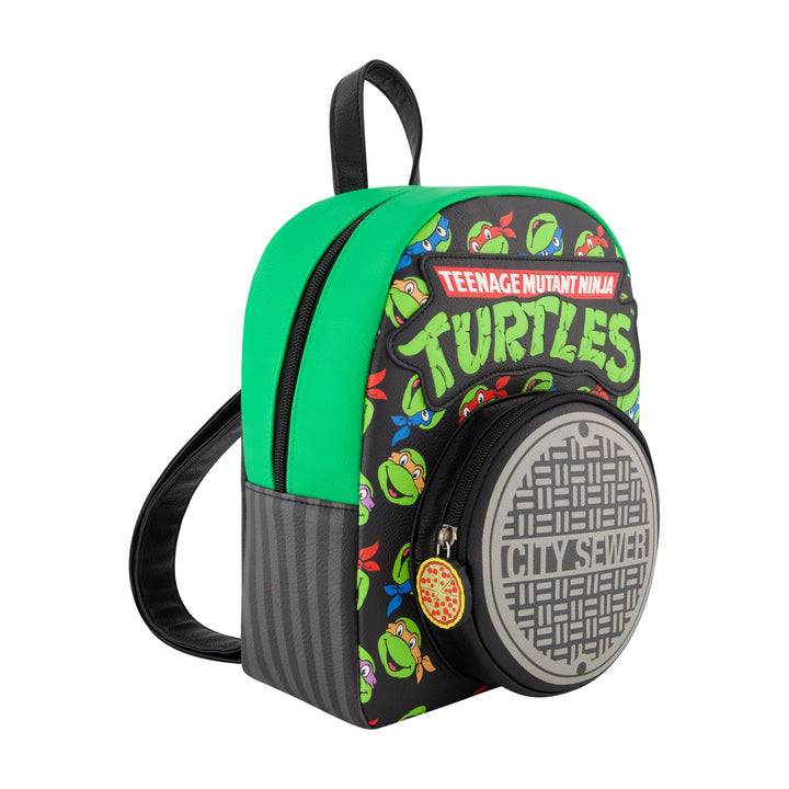 Concept One Teenage Mutant Ninja Turtles Mini Backpack, TMNT Small Travel Bag for Men and Women, Adjustable Shoulder Straps, Pizza, 10 Inch