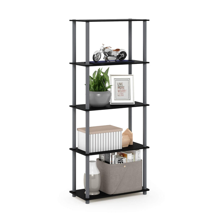 Furinno Turn-N-Tube 5-Tier Multipurpose Shelf / Display Rack / Storage Shelf / Bookshelf, Classic Tubes, Sonoma Oak/White 5-Tier Classic Tube