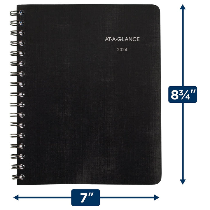 AT-A-GLANCE 2024 Weekly & Monthly Planner, 6-1/2" x 8-3/4", Medium, QuickNotes, Black (7602520524) 2024 New Edition