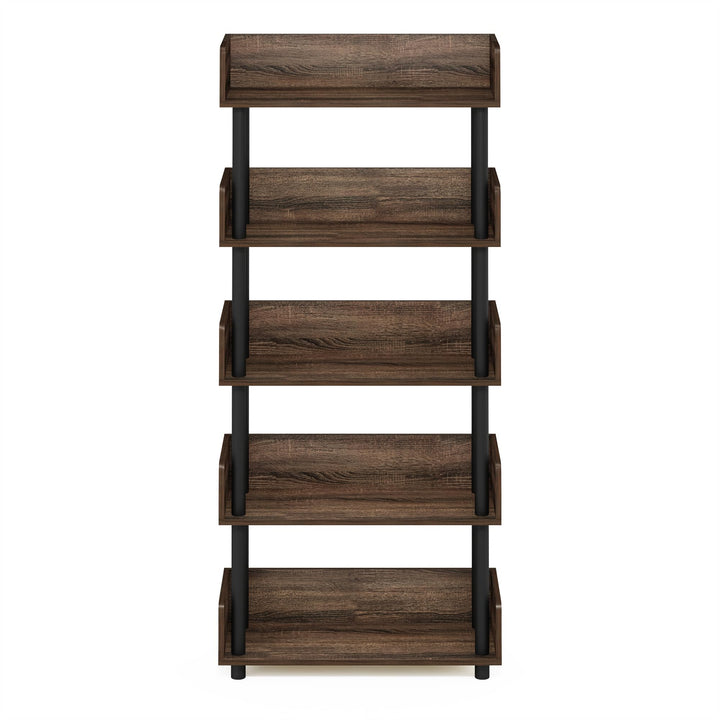 Furinno Turn-N-Tube 5-Tier Multipurpose Shelf / Display Rack / Storage Shelf / Bookshelf, Classic Tubes, Sonoma Oak/White 5-Tier Classic Tube