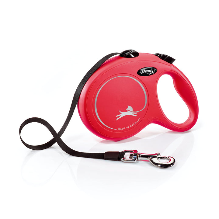 FLEXI New Classic Retractable Dog Leash (Tape), Ergonomic, Durable and Tangle Free Pet Walking Leash for Dogs, 16 ft, Large, Red