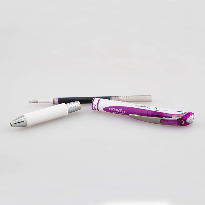 Pentel Gel Ink Pen, Pearl Retractable Gel Pen, (0.7mm) Medium Point, Needle Tip, Violet Ink, 12 pack (BLN77PW-V)