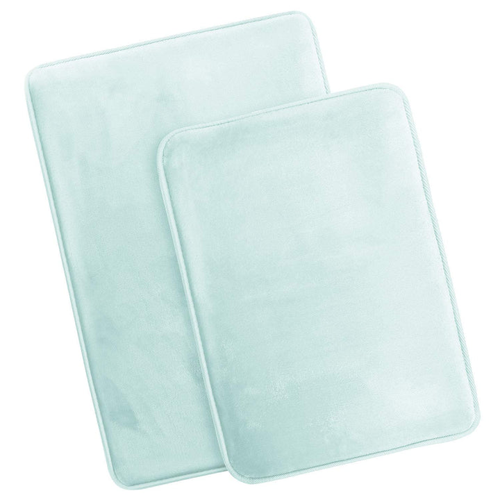 Clara Clark 2 Piece Bathroom Rugs Bath Mat Set, Velvet Memory Foam Bath Mats for Bathroom - Non-Slip, PVC Backing Bath Rugs, Washable Bathroom Rug Mats - Dries Quickly, Bathroom Rug Set - Aqua Solid 2 Piece Set Light Blue