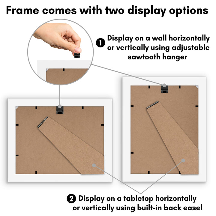 Americanflat 6x8 Picture Frame with Shatter-Resistant Glass - Use as 3x5 Frame with Mat or 6x8 Frame Without Mat - Signature Collection - Photo Frame for Tabletop and Wall Display - White 6x6