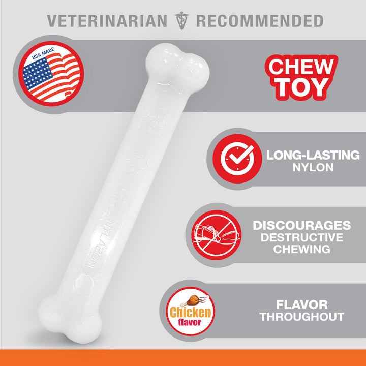 Nylabone Power Chew Classic Bone Chew Toy for Dogs, Durable Dog Toys for Aggressive Chewers, Bacon Flavor, Medium/Wolf - Up to 35 lbs. (1 Count) Medium/Wolf (1 Count)