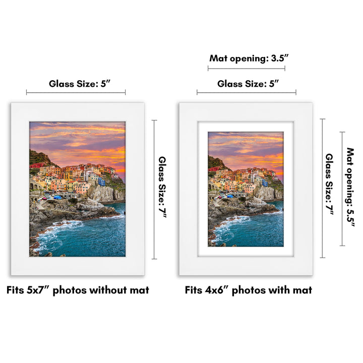 Americanflat 6x8 Picture Frame with Shatter-Resistant Glass - Use as 3x5 Frame with Mat or 6x8 Frame Without Mat - Signature Collection - Photo Frame for Tabletop and Wall Display - White 6x6