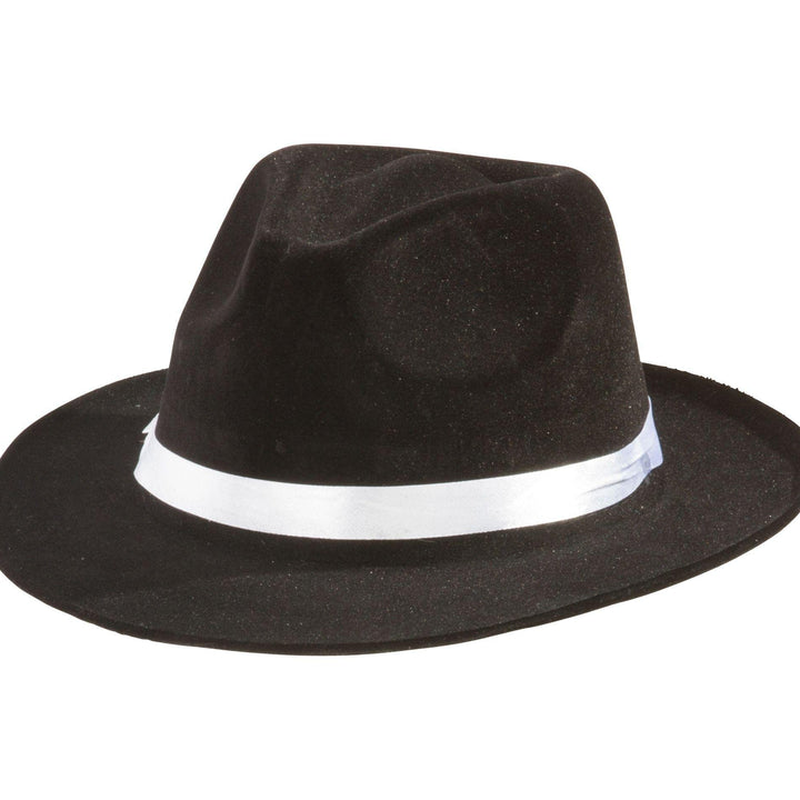 Amscan Gangster Fedora Hat Black w/White Band