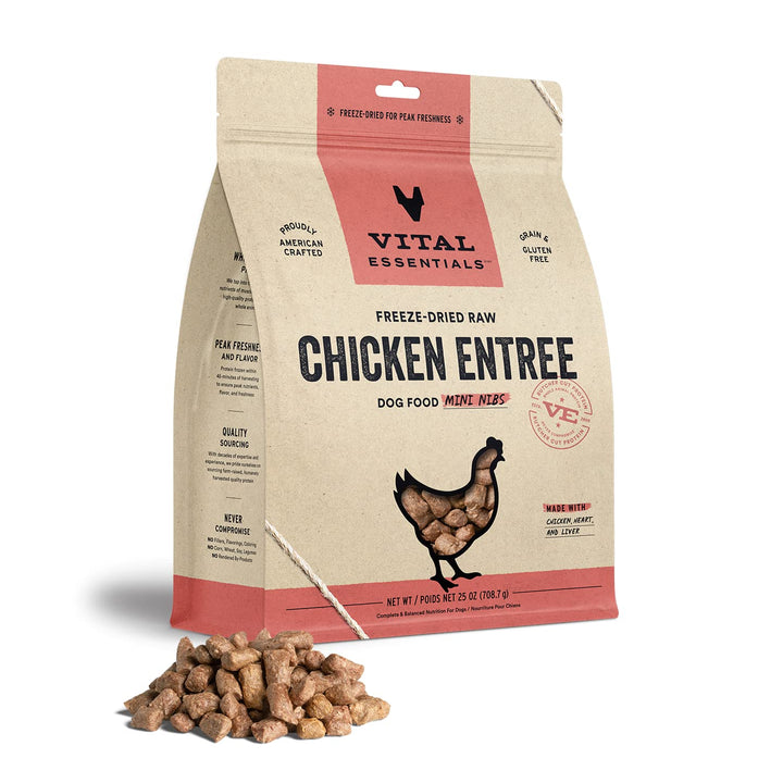Vital Essentials Freeze Dried Raw Dog Food, Chicken Mini Nibs Entree, 25 oz 1.56 Pound (Pack of 1)