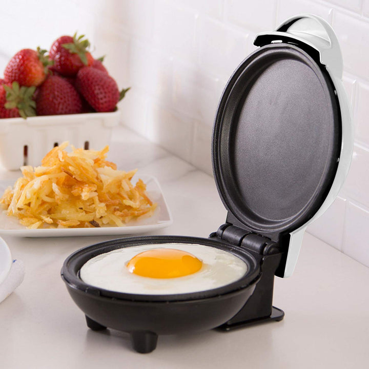 DASH Mini Maker Electric Round Griddle for Individual Pancakes, Cookies, Eggs & other on the go Breakfast, Lunch & Snacks with Indicator Light + Included Recipe Book - White