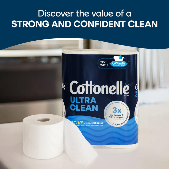 Cottonelle Ultra Clean Toilet Paper with Active CleaningRipples Texture, 24 Family Mega Rolls (24 Family Mega Rolls = 132 Regular Rolls) (4 Packs of 6), 353 Sheets Per Roll, Packaging May Vary 353 sheet (Pack of 24)