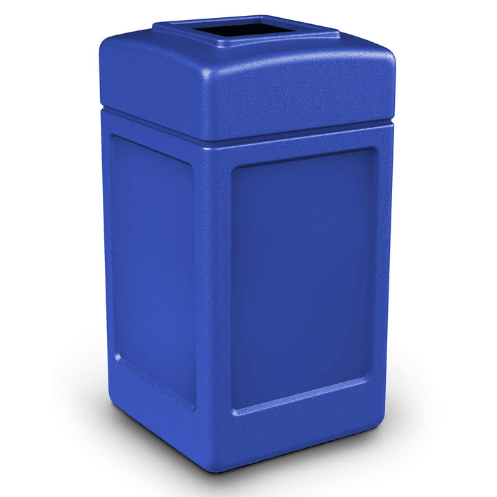 Commercial Zone Products 732104 Square Waste Container,Blue,42 Gallon & 732101 Open-Top Indoor/Outdoor Square 42 Gallon Large Waste Trash Container Bin, Black Waste bin,Blue + Trash Bin, Black