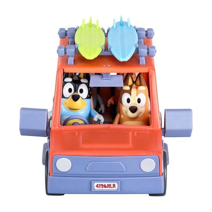 Bluey Heeler Family 4WD Vehicle and 4 Figure Pack, 2.5-3 Inch Figures, 2 Surfboards Accessories and Stickers | Exclusive