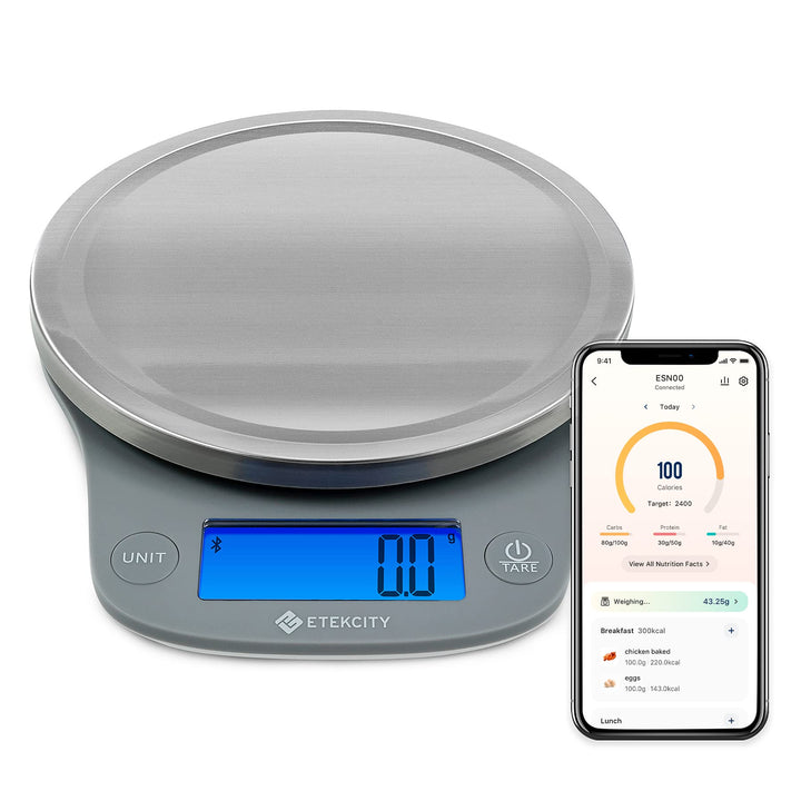 Etekcity Nutrition Smart Food Kitchen Scale, Digital Ounces and Grams for Cooking, Baking, Meal Prep, Dieting, and Weight Loss, 11 Pounds-Bluetooth, 304 Stainless Steel Smart Nutrition Scale