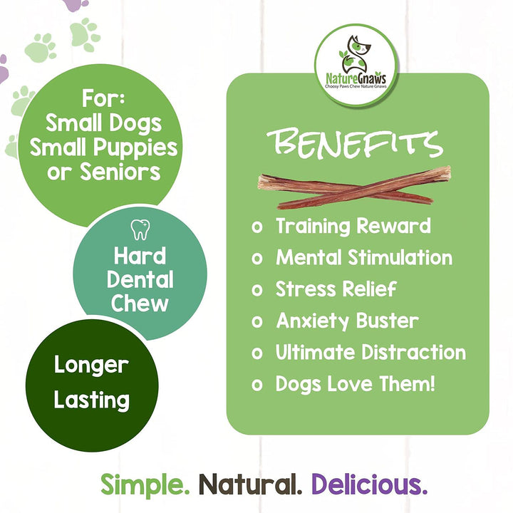 Nature Gnaws Thin Bully Sticks for Small Dogs - Premium Natural Tasty Beef Bones - Simple Long Lasting Dog Chew Treats - Rawhide Free 5-6 Inch 1 Pound (Pack of 1)