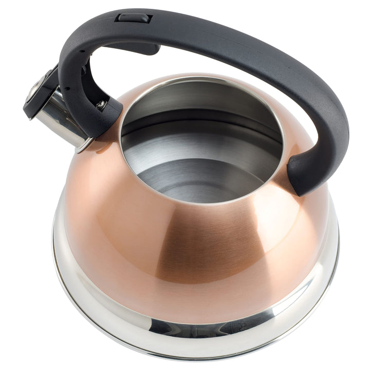 Mr. Coffee Flintshire Stainless Steel Whistling Tea Kettle W/Nylon Handle, 1.75-Quart, Copper