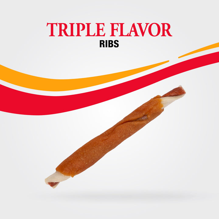 Good n Fun Triple Flavor Ribs, Rawhide Snack for All Dogs, 24 oz