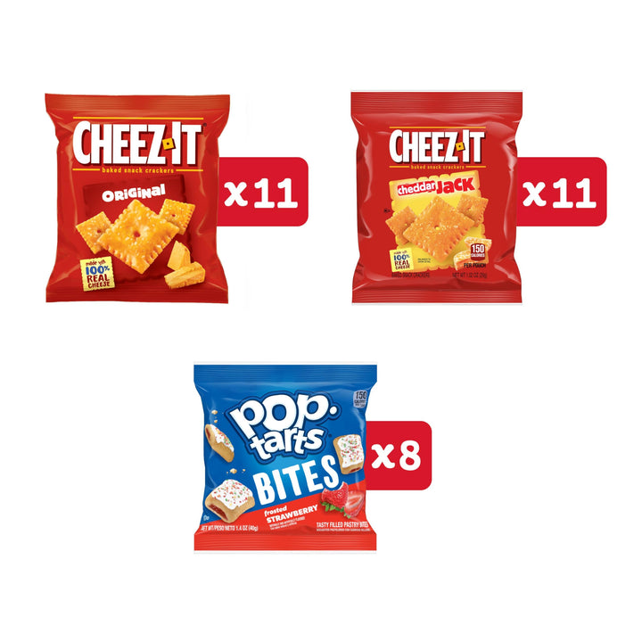 Kellogg's Snacks, Lunch Snacks, Kids Snacks, Grab n' Go, Variety Pack, 33.42oz Box (30 Packs) Cheez-It, Pop-Tarts