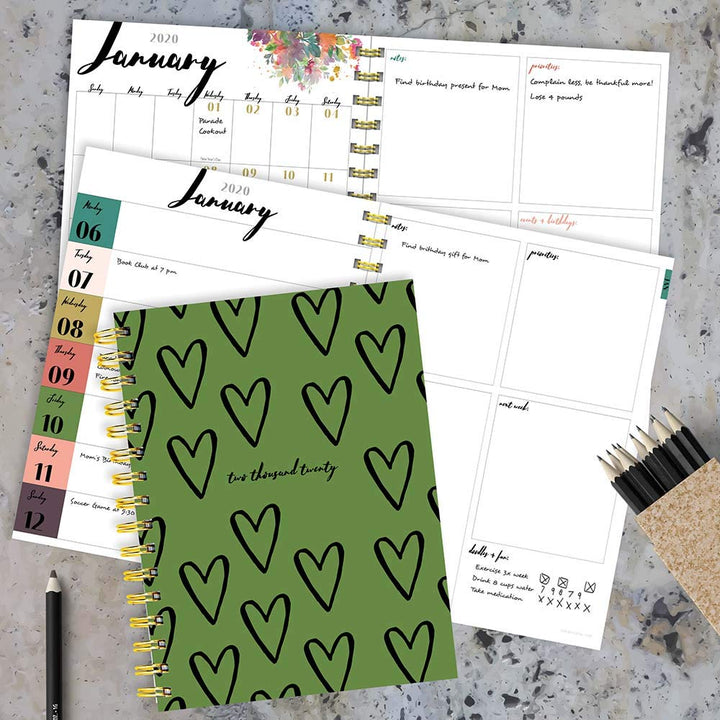 2020 Heart of Green Medium Weekly Monthly Planner