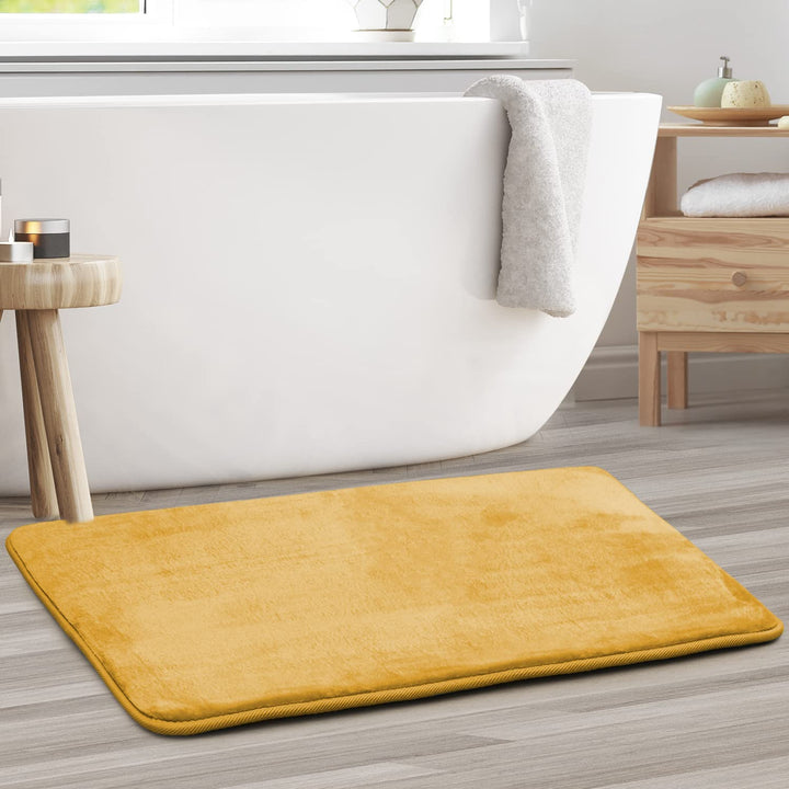 Clara Clark Bathroom Rugs, Velvet Memory Foam Bath Mat, Non-Slip, Machine Washable Bath Rugs - Dries Quickly, Ultra Soft Plush Bath Mats for Bathroom, 20 x 32, Camel Gold Solid