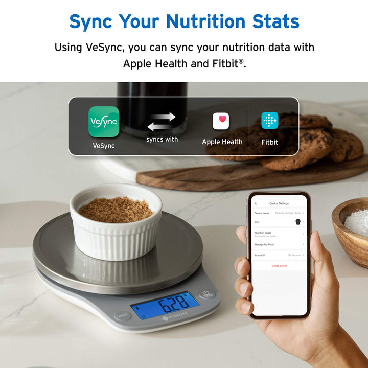 Etekcity Nutrition Smart Food Kitchen Scale, Digital Ounces and Grams for Cooking, Baking, Meal Prep, Dieting, and Weight Loss, 11 Pounds-Bluetooth, 304 Stainless Steel Smart Nutrition Scale