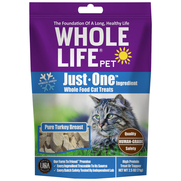 Whole Life Pet Just One Turkey - Cat Treat Or Topper - Human Grade, Freeze Dried, One Ingredient - Protein Rich, Grain Free, Made In The USA 2.5 Ounce (Pack of 1)