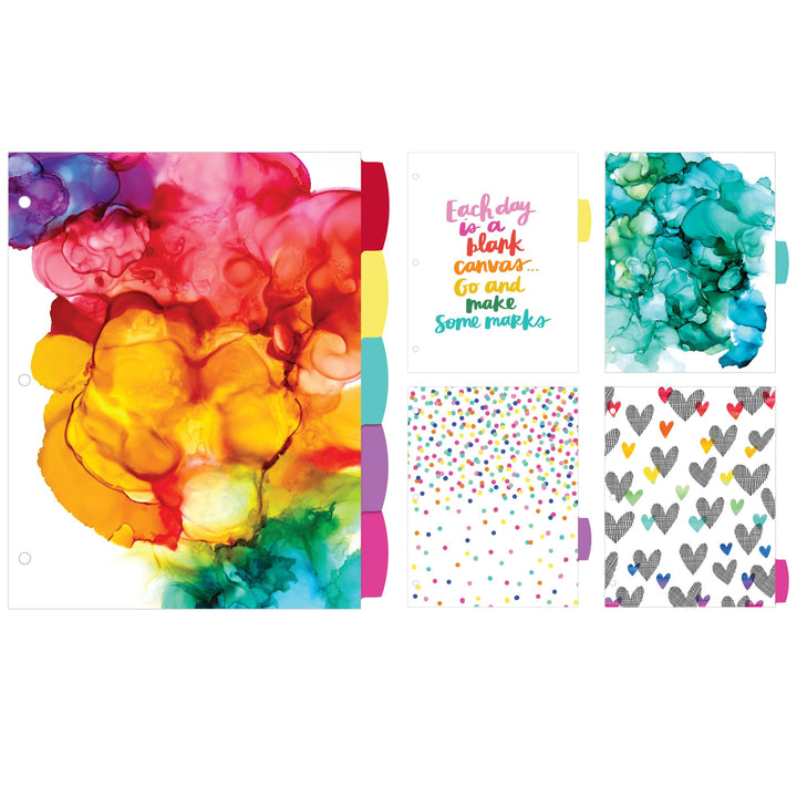 Avery + Amy Tangerine Designer Collection Big Tab Dividers for 3 Ring Binders, 5-Tab Set, Rainbow Vibes, 1 Set (11394)