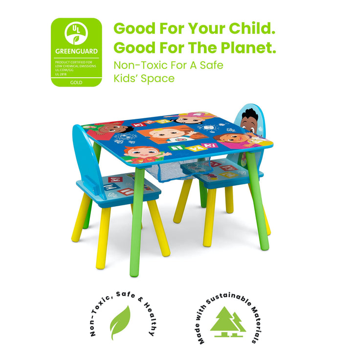 Delta Children Kids Table Storage (2 Chairs Included) -Ideal for Arts & Crafts, Snack Time, Homeschooling, Homework & More, Baby Shark, 3 Piece Set