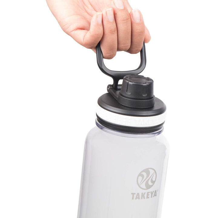 Takeya 32 oz Tritan Plastic Sport Water Bottle with Spout Lid, Premium Quality, BPA Free Food Grade Materials, Clear