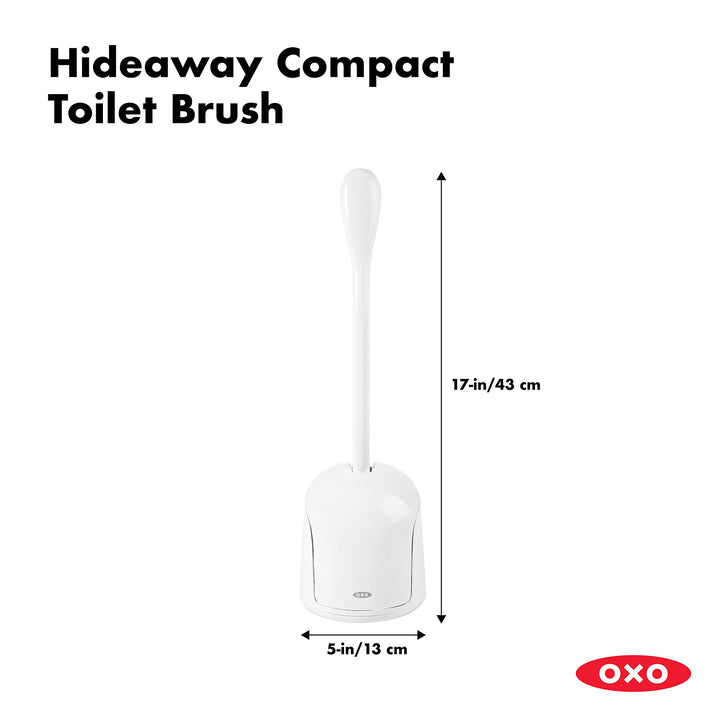 OXO Good Grips Compact Toilet Brush & Canister, White, 6" x 4-3/4" x 17-1/4" h 1 Count (Pack of 1)