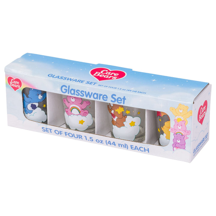 Silver Buffalo Care Bears Clouds 4-Pack Mini Glass Set, 1.5 Ounces