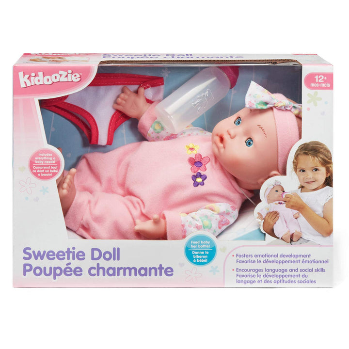 Kidoozie Sweetie Doll - Soft-Bodied 12 Inch Doll with Open and Close Eyes for Ages 12 Months and Up - Perfect for Encouraging Emotional Development and Imaginative Play!