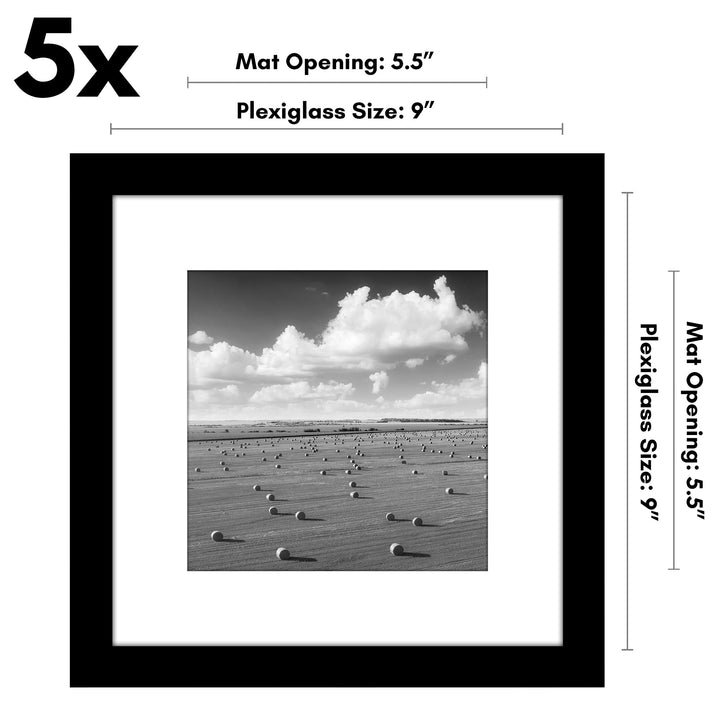 Americanflat 12x16 Picture Frame with Polished Plexiglass - Set of 5 - Use as 8.5x11 Frame with Mat or 12x16 Frame Without Mat - Galleria Collection - Gallery Wall Frame Set for Wall Display - White