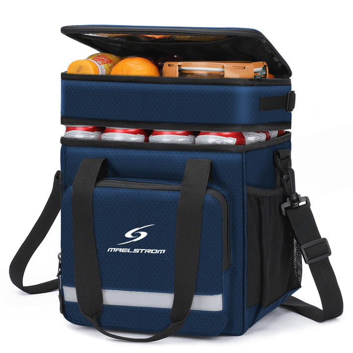 Maelstrom Lunch Box for Men,Insulated Lunch Bag Women/Men,Leakproof Lunch Cooler Bag, Lunch Tote Bag 2.Double Layer - Blue 2.Double-Layer (18L/28cans)