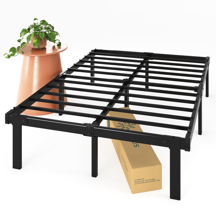 ZINUS Rumi 14in Easy SmartBase® Mattress Foundation, Sturdy Metal Bed Frame, No Box Spring Needed, Eco Friendly Packaging, Full Black Basic Assembly