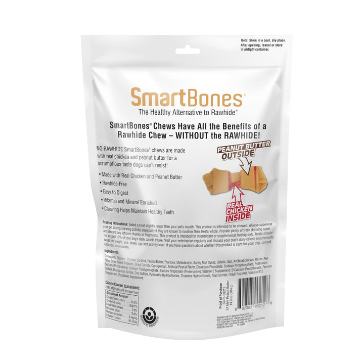 SmartBones Mini Chews With Real Peanut Butter 24 Count, Rawhide-FreeChews For Dogs (Packaging May Vary) 14 Ounce (Pack of 1)